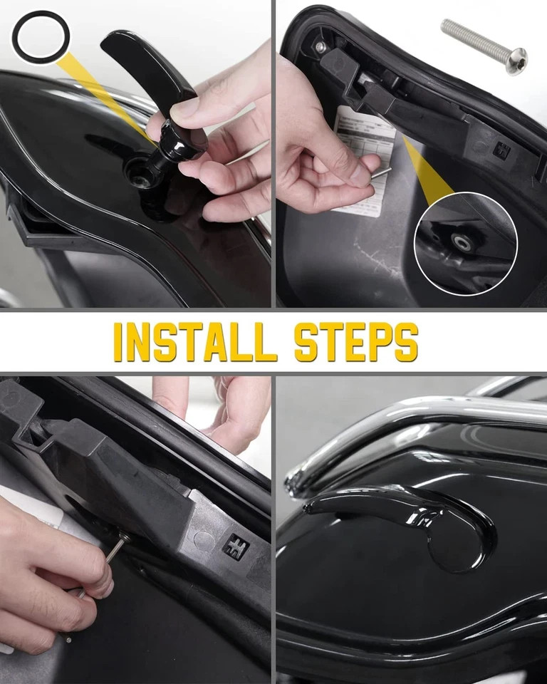 Black Saddlebag Latches Kit, Saddlebag Lifters Compatible for Harley Touring …