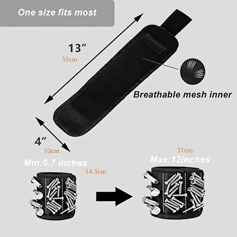 Magnetic Wristband Tool Belt with 15 Strong Magnets for Holder Holding Screws
