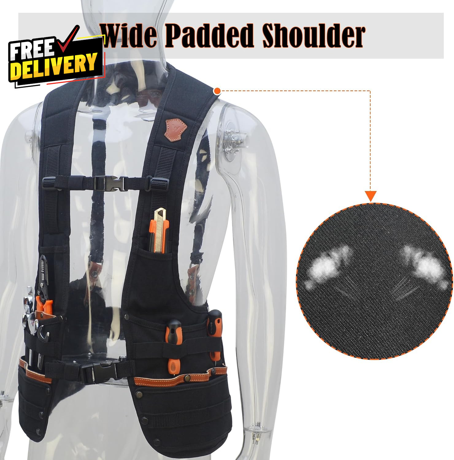 Top-G Construction Leather Tool Vest Carpenter’S Tool Vest Tools Vest Electr….