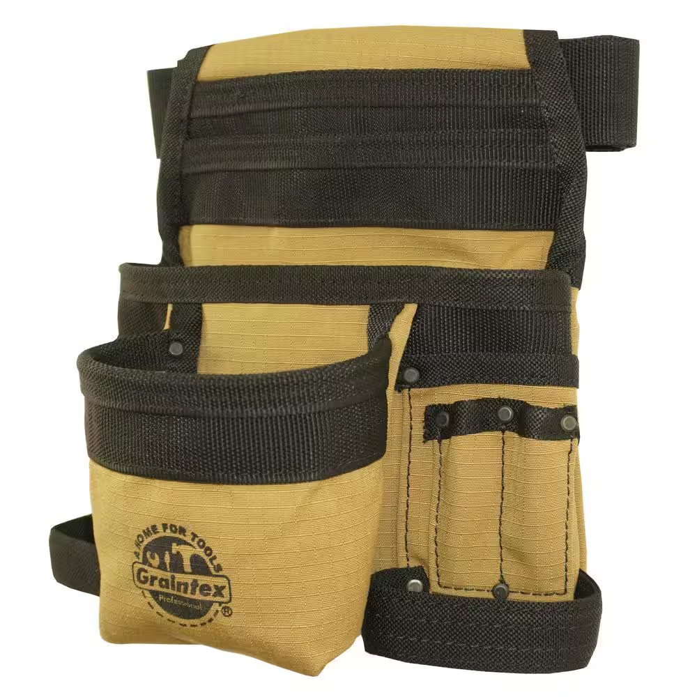 Khaki Canvas 10-Pocket Finisher Tool Pouch