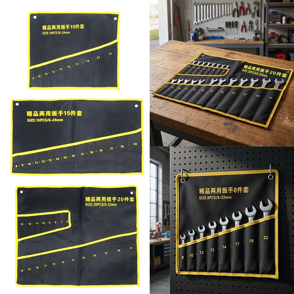 20/15/10/8 Pockets Wrench Roll up Pouch, Wrench Roll Organizer and Tool Storage#