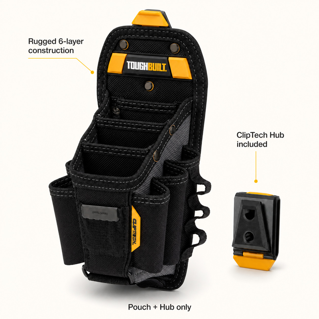 ToughBuilt TB-CT-36-L10 Technician 10-Pocket Tool Pouch ClipTech Hub Belt Bag