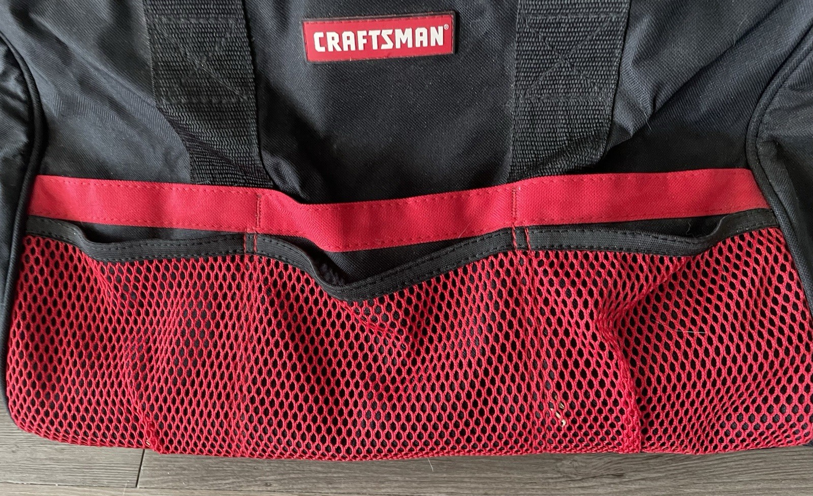 Craftsman 13″ Large Mouth Tool Bag – Black/Red