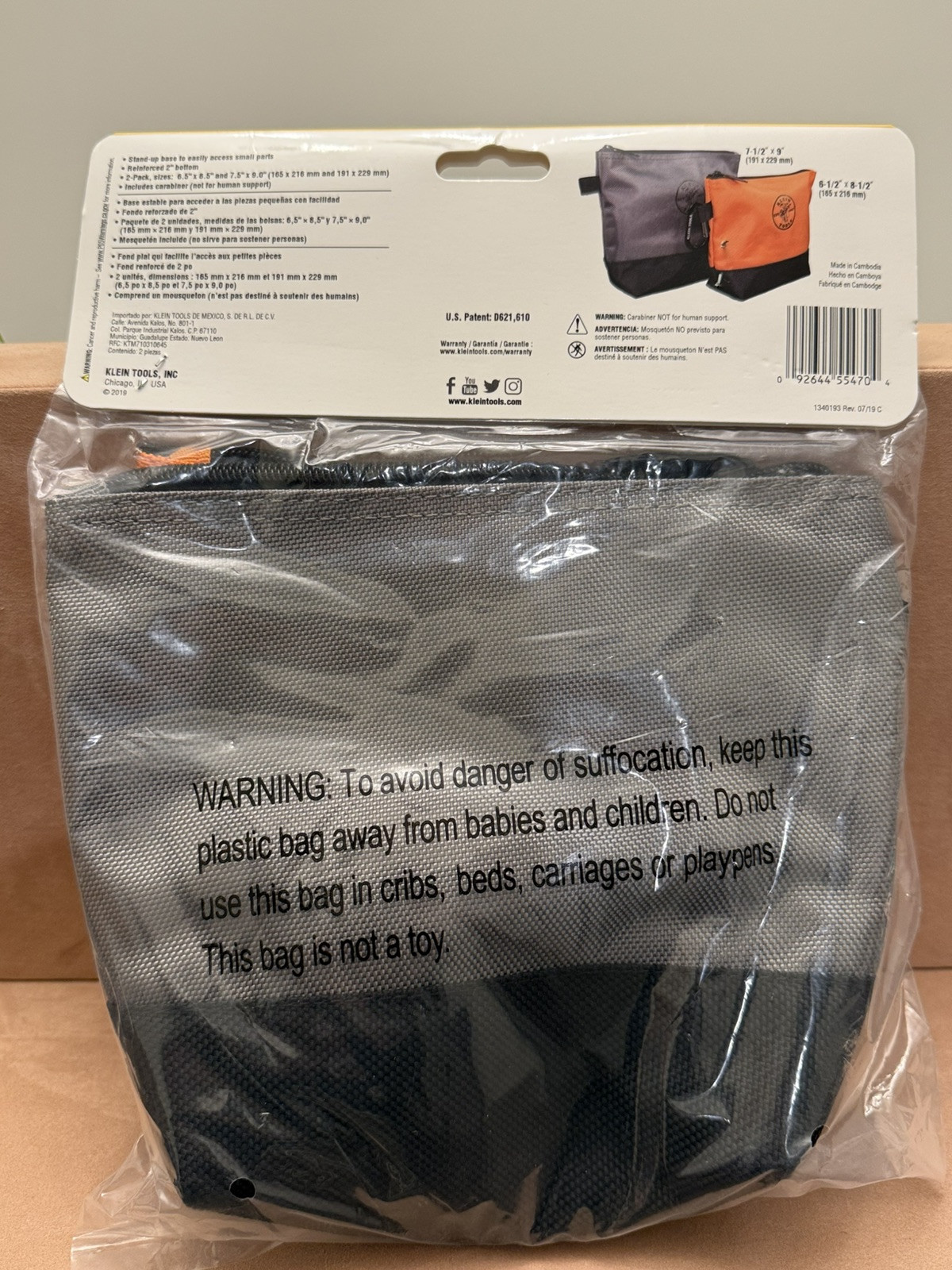 Klein Tools Zipper Bag Stand Up Tool Pouch 2-Pack 55470 NEW