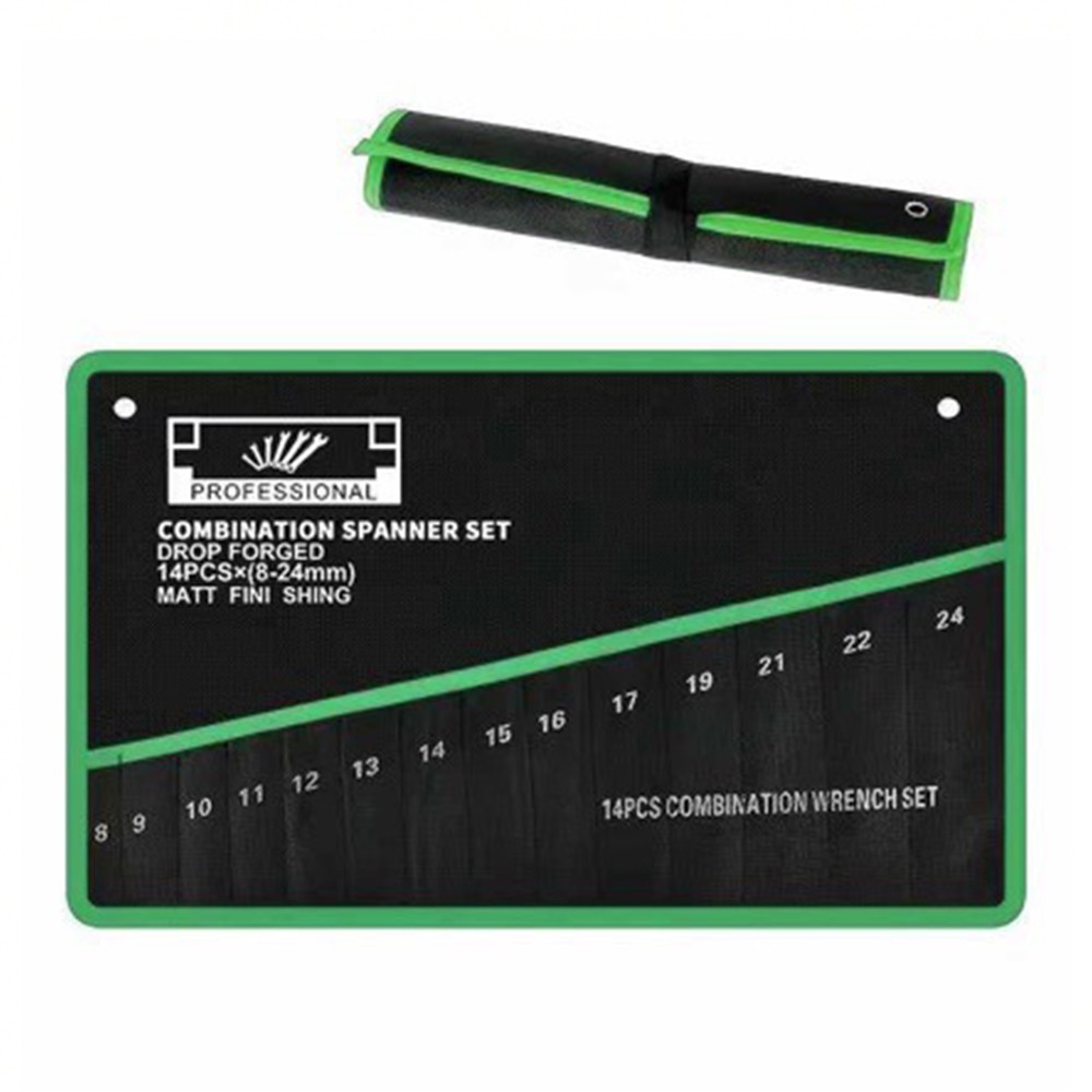 16 Pockets Wrench Roll up Pouch, Wrench Roll Organizer and Tool Storage Rolled