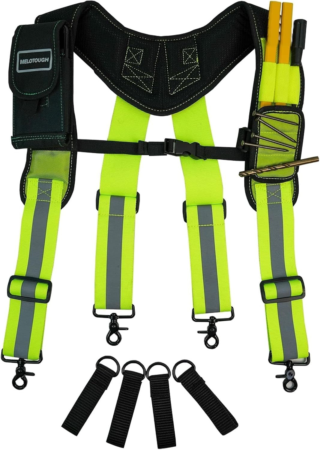 Magnetic Tool Belt Suspenders with Magnetic Wristband for Work Belt Padded Suspe