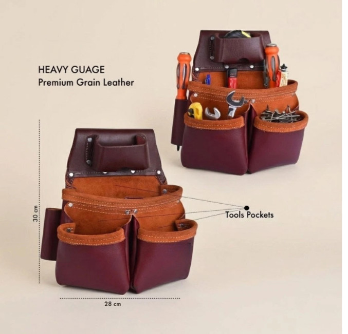 Heavy Duty Leather Carpenter Tool Belt 19 Pocket Electrician Tool Pouch