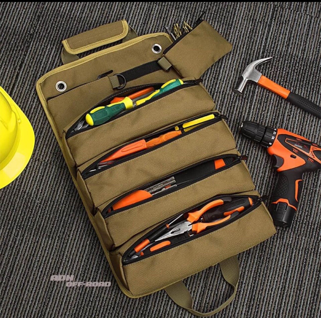 Heavy Duty Roll Up Tool Bag Tool Pouches Tool Bag Organizer W/ 6 Pockets