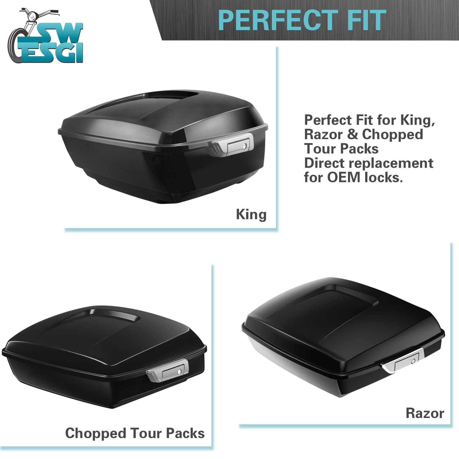 SWESGI Tour Trunk Latches Tour Trunk Lid Latch with Keys Fit for Harley Touri…