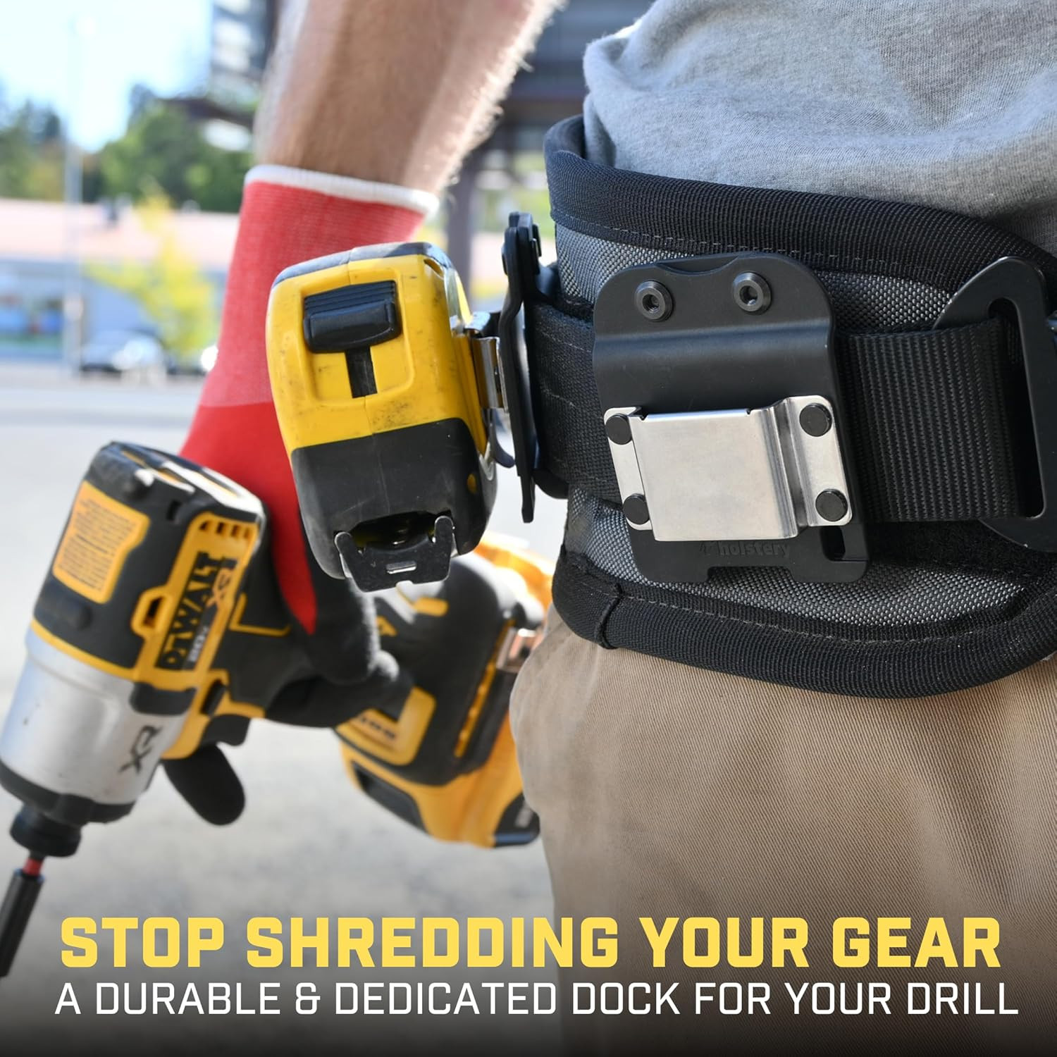 Holstery Drivermaster | Clip-On Tool Belt Drill Holder – Simple Hook Holster for