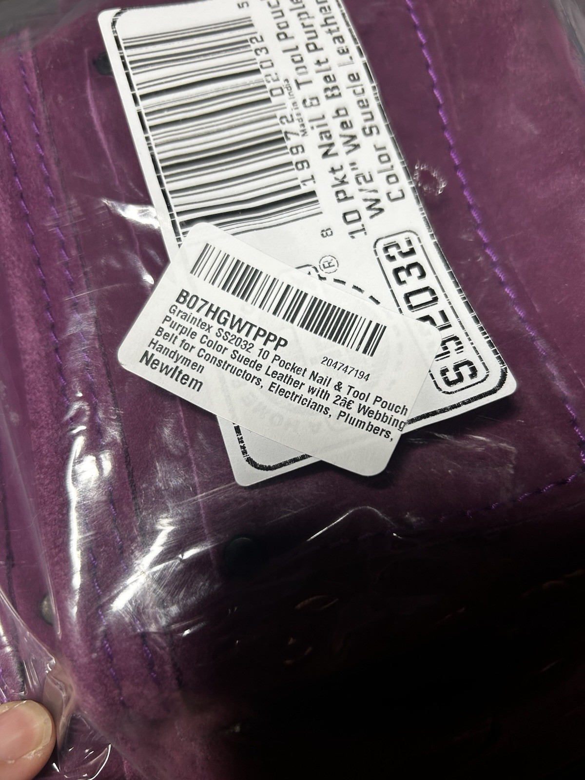Graintex SS2032 Purple Suede Leather Tool Pouch 10 Pocket with Web Belt