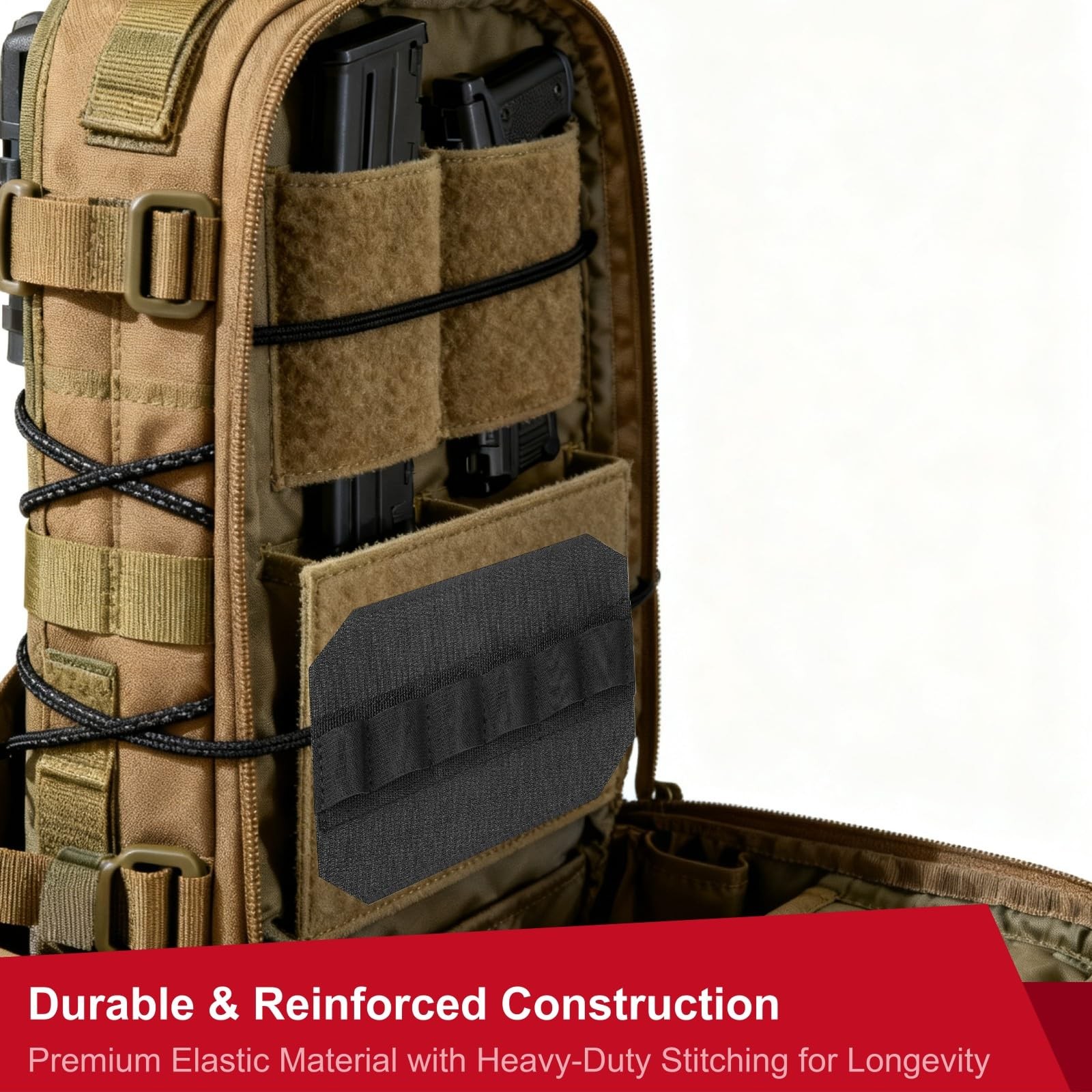 2Pcs Backpack Insert Organizer Tactical Molle Hook and Loop Panel with Elasti…