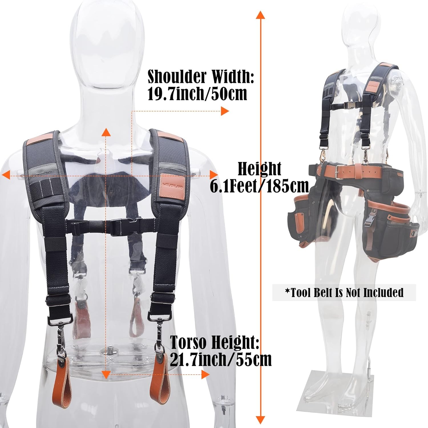 WELKINLAND Heavy-Duty leather tool belt suspenders, Carpenter tool bag suspender