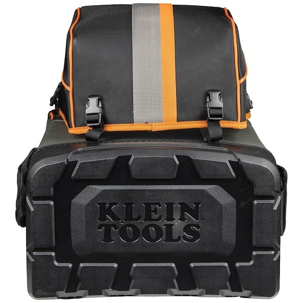 Klein Tools 55665 Tool Backpack, Black/Orange, 1680D Ballistic Weave Body; Hard