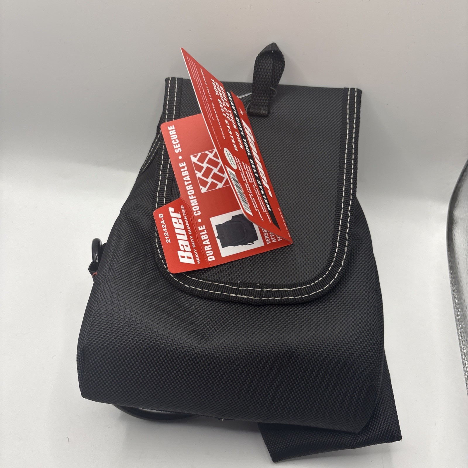 TOOL BELT POUCH BAUER 12 POCKET FRAMERS #58522 BLACK RED POLYESTER CARABINER.