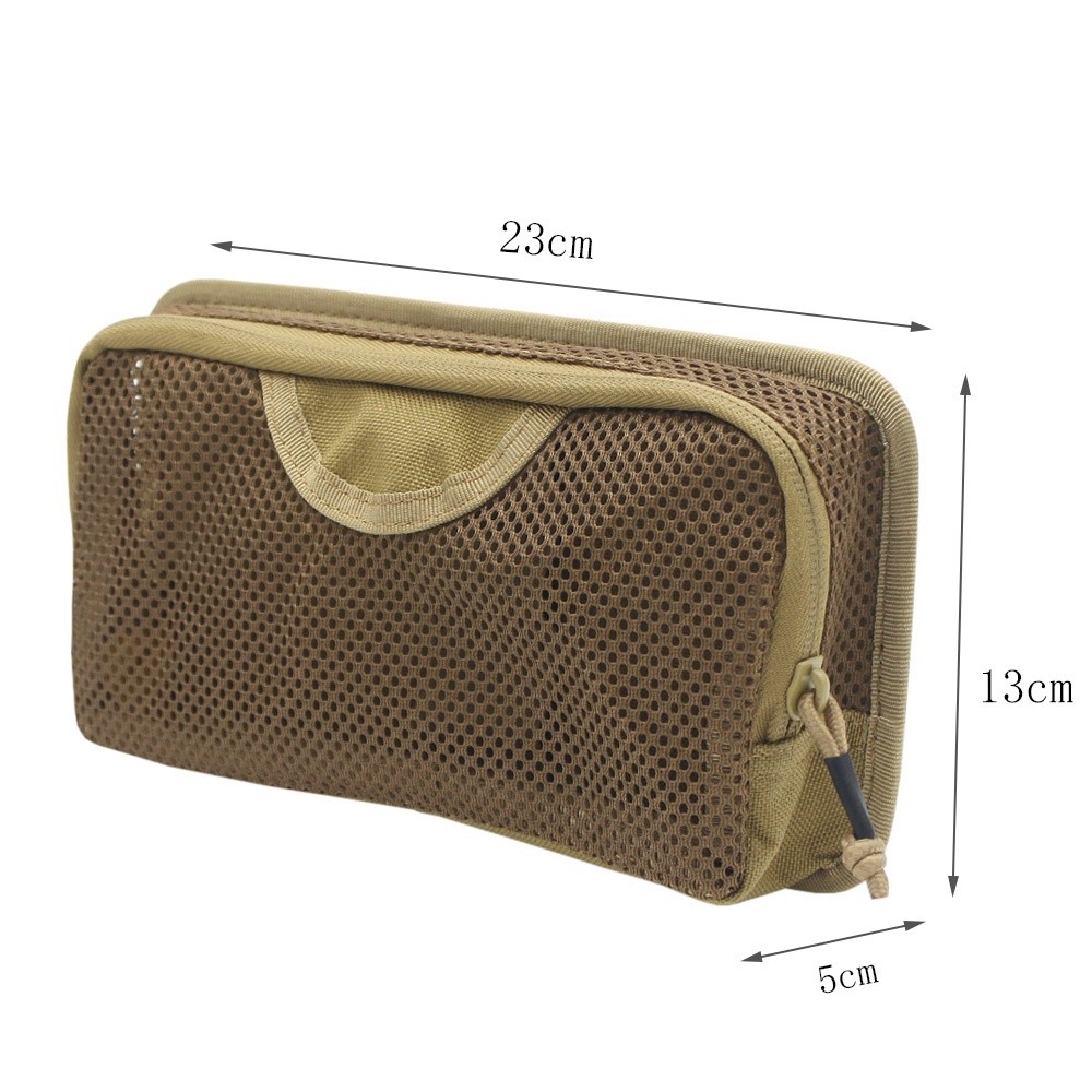 Outdoor mesh tool organizer with zipper and hook loop for backpack expansion
