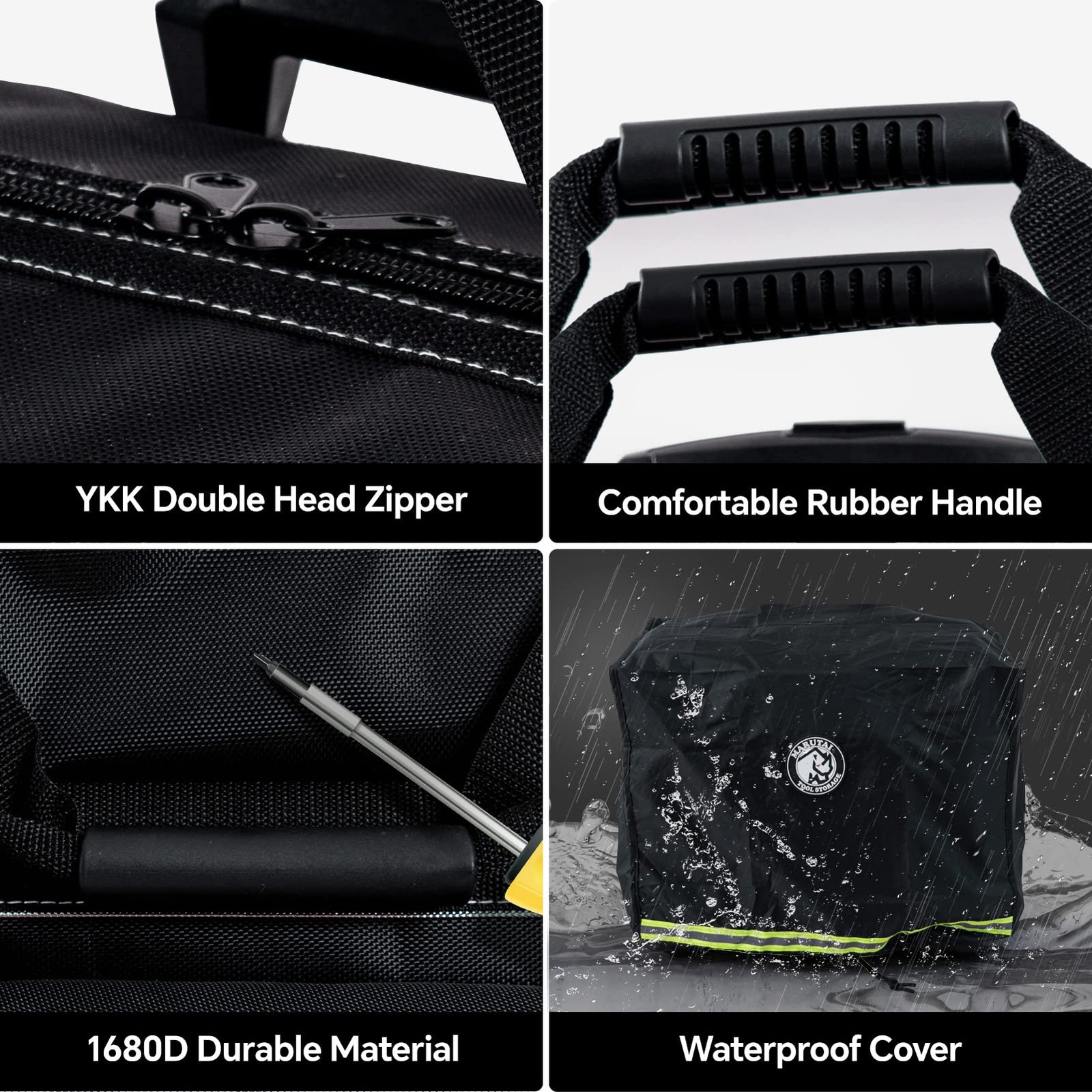 MARUTAI 18” Rolling Tool Bag, Waterproof Bag with 11x19x18, Black
