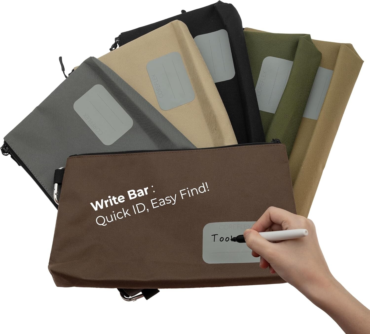 Classic Modern Tool Storage Pouches – 12in Heavy-Duty Zipper Bags (6 Pack)