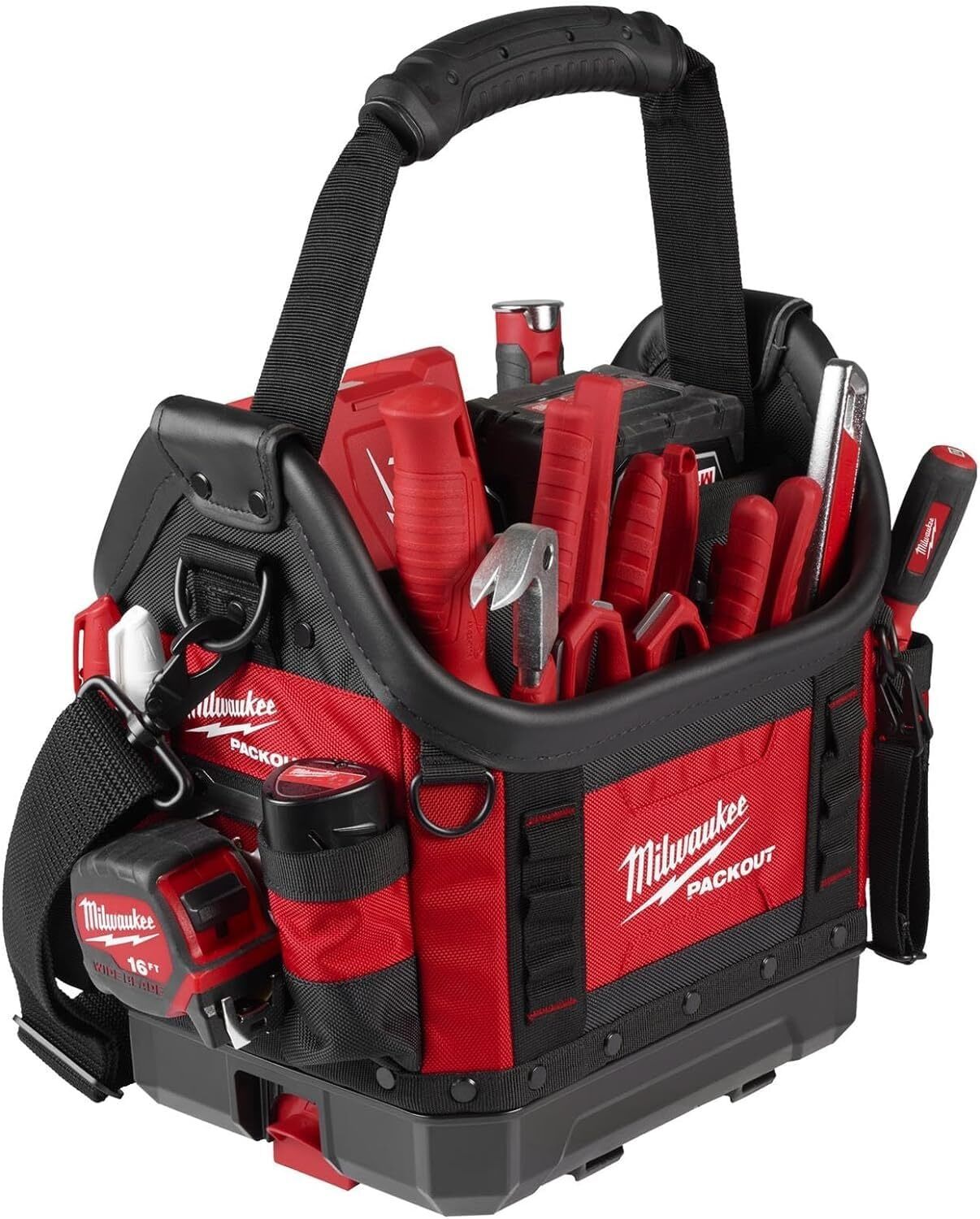 Milwaukee PACKOUT 9.8 in. W X 19 in. H Ballistic Tool Tote 35 pocket Black/Red