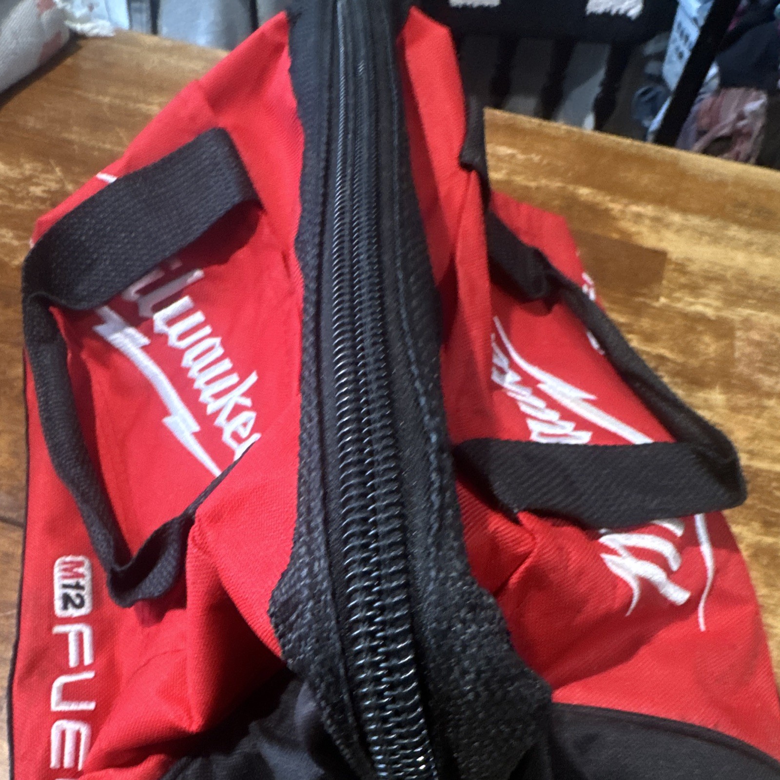 Milwaukee M12 FUEL 13in Red/Black Fabric Tool Bag w/ Handle, Zipper