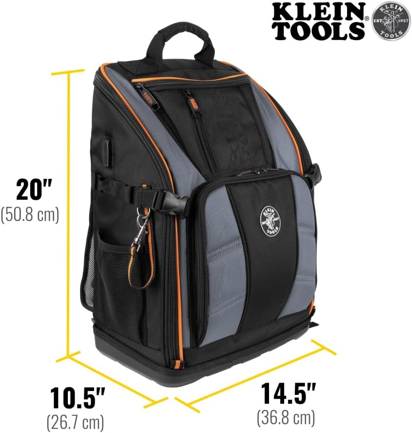 Klein Tools 62482 Tool Backpack, Tool-Station Pro Heavy-Duty Organizer with 27 P