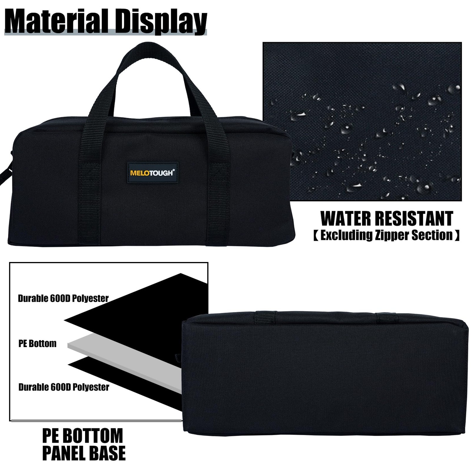 2 PCS Utility Tool Tote Bag Combo Kit Medium Organizer 14 Inch Black Grey