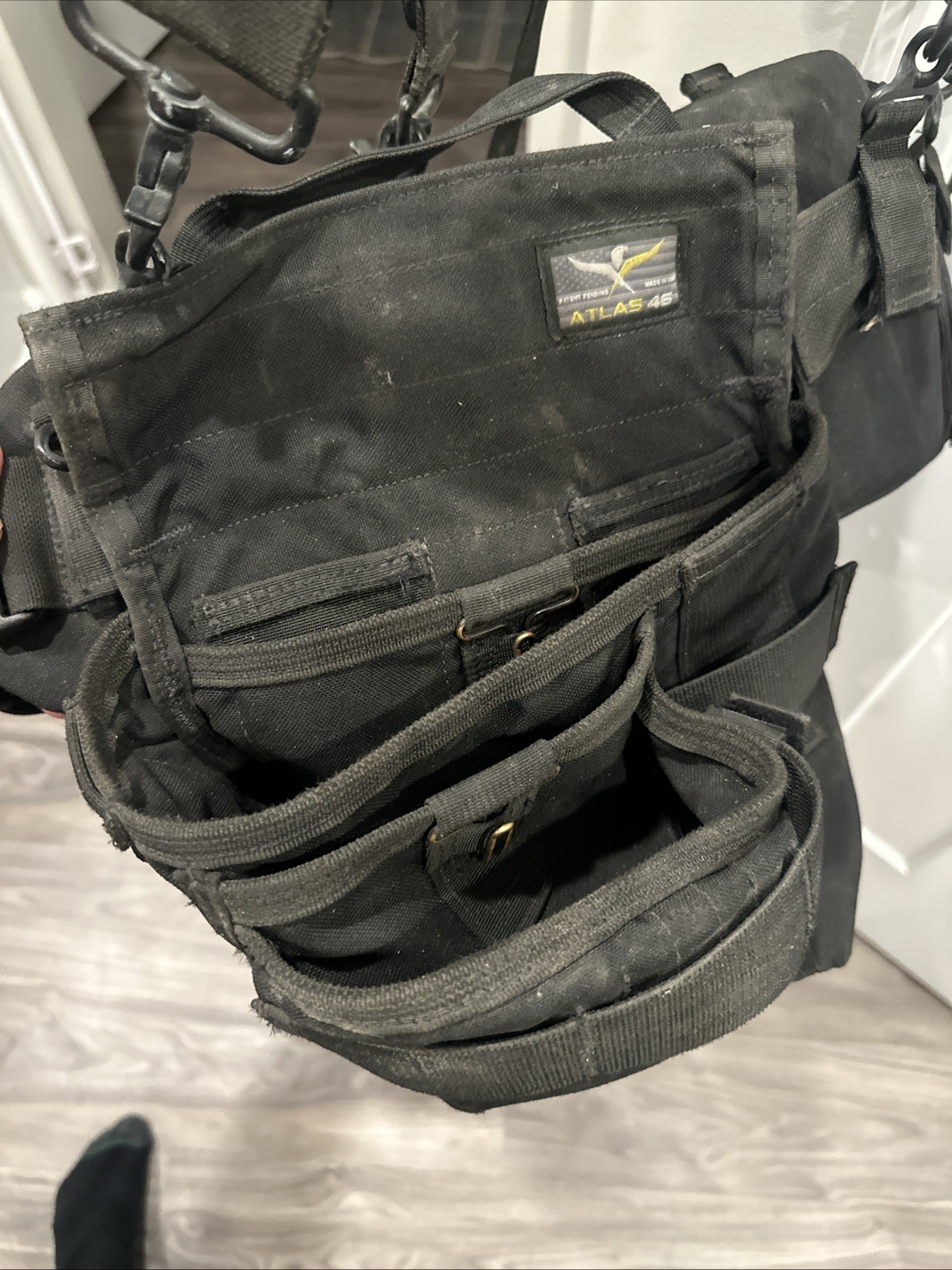 Atlas 46 Adjustable Padded Tool Belt Shoulder Organizer w/ Pouches Large 38-48