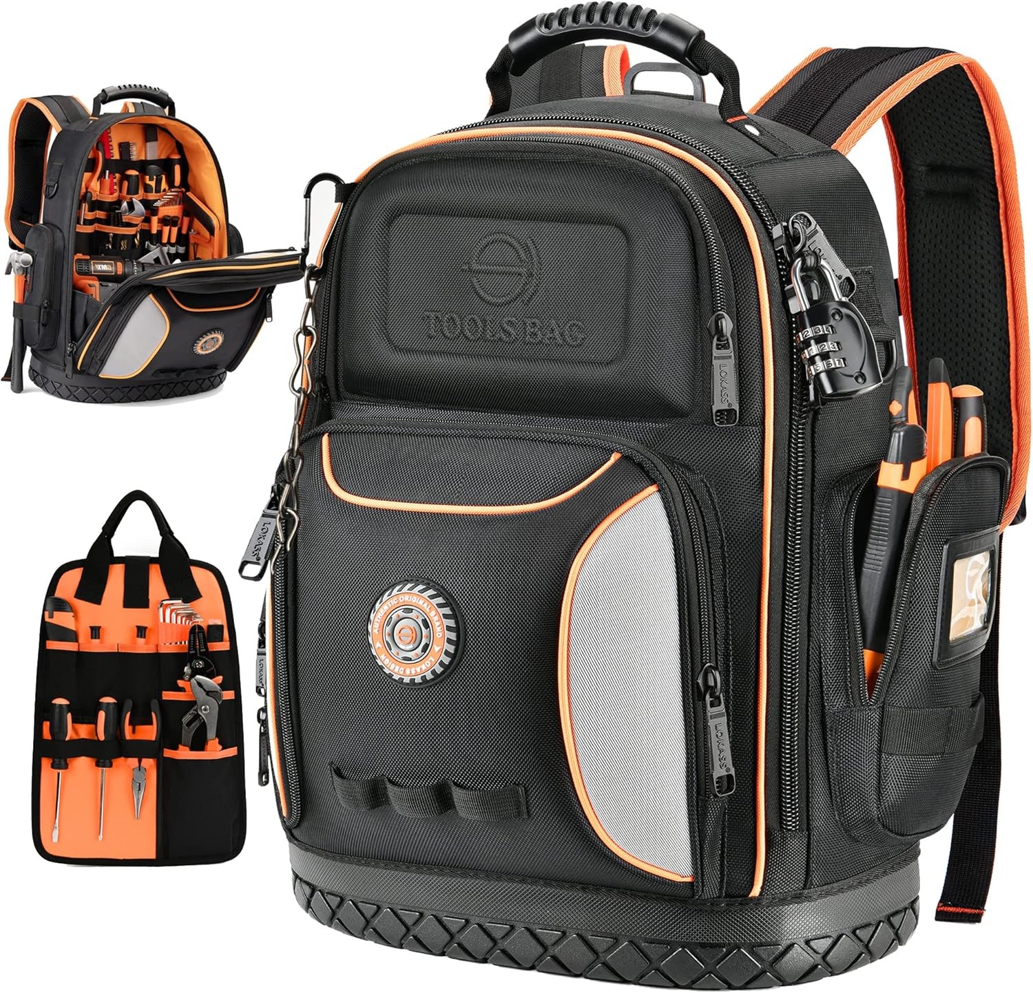 Tool Bag Backpack, 75 Pockets & Loops Heavy Duty Tools Organizer Bags/HVAC Tool