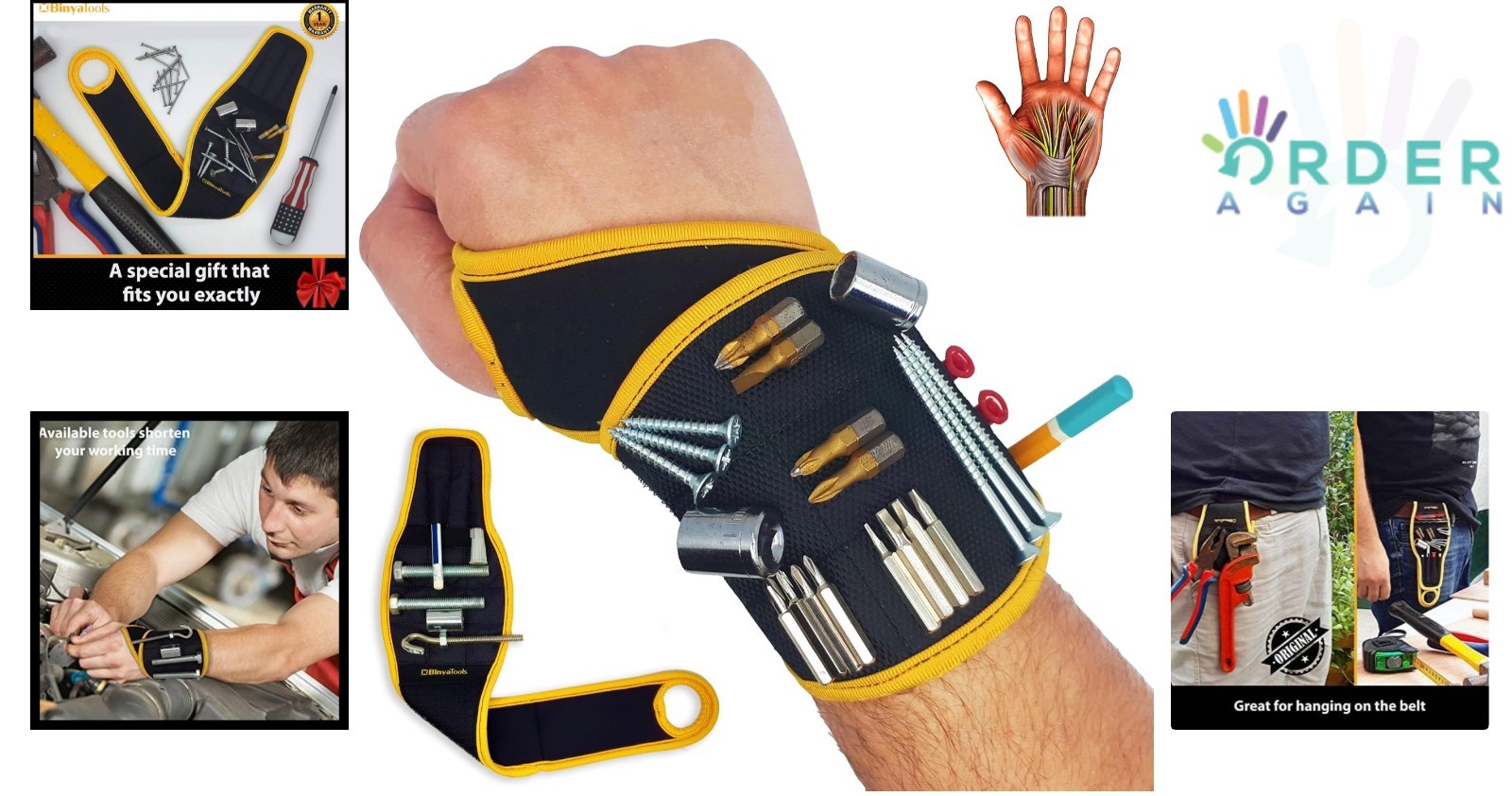 Magnetic Wristband Tool Holder Neoprene Adjustable Support for Nails Screws