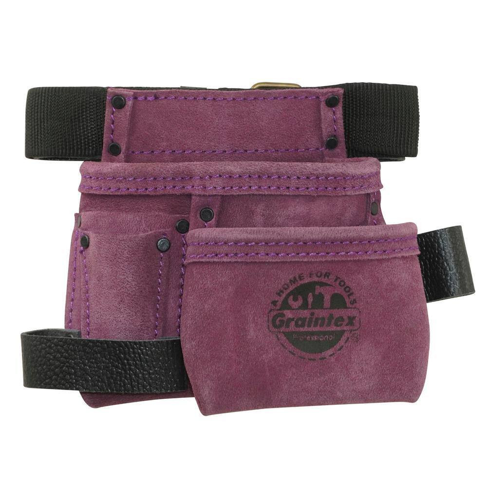 4-Pocket Children’S Purple Tool Pouch with Belt