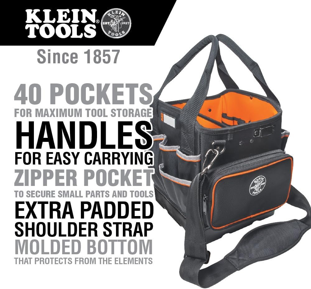 Klein Tools 5541610-14 Tool Bag with Shoulder Strap Has 40 Pockets for Tool Stor