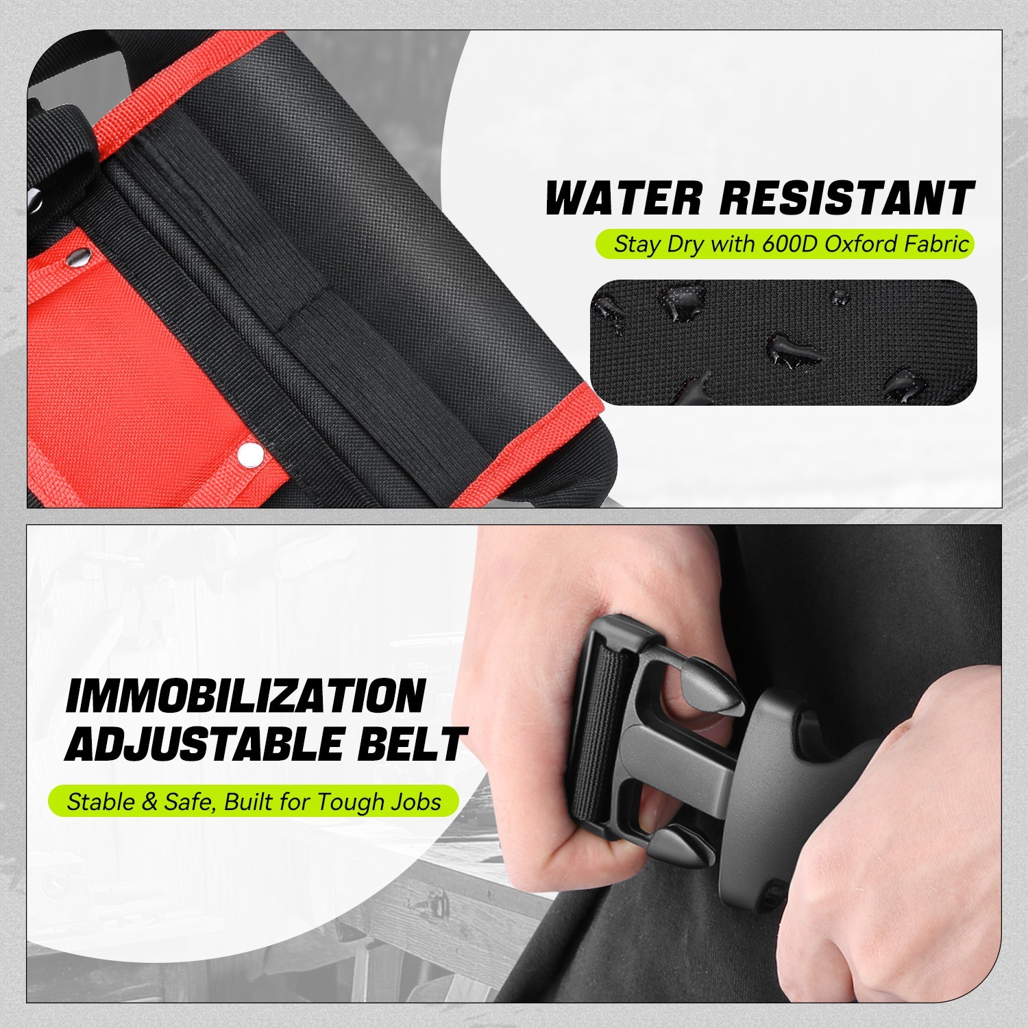 9.4″ x 11.4″ Red Black Waterproof Canvas 2 in 1 Waist Bag Sling Bag for Shopping