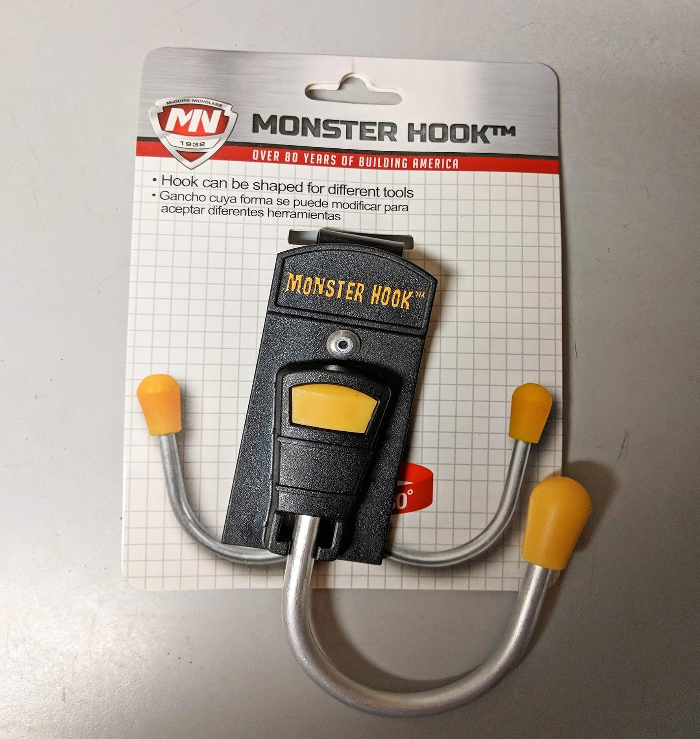 Monster Hook, 1 Pack, Black and Yellow | Metal clip, 180° rotating hook for