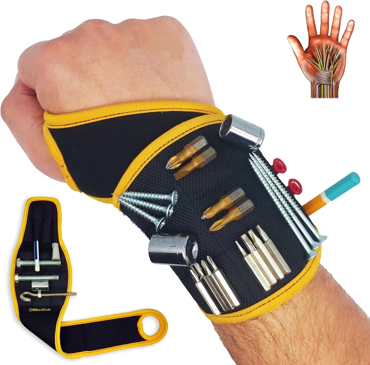 Magnetic Wristband Tool Holder Neoprene Adjustable Support for Nails Screws