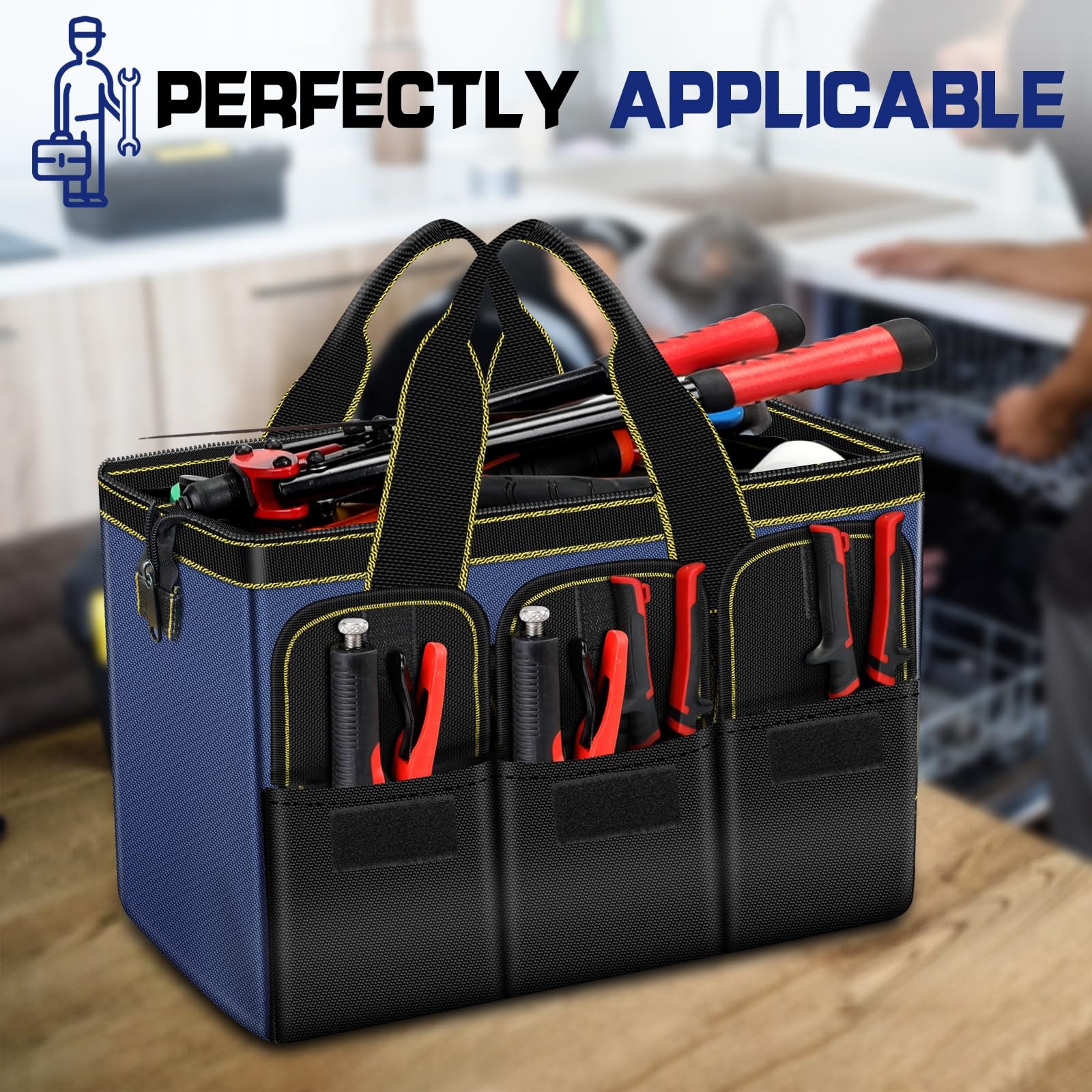 Tool Bag 2-Pack Set | AIRAJ 14″ & 16″ Portable | 14″+16″, Blue-black