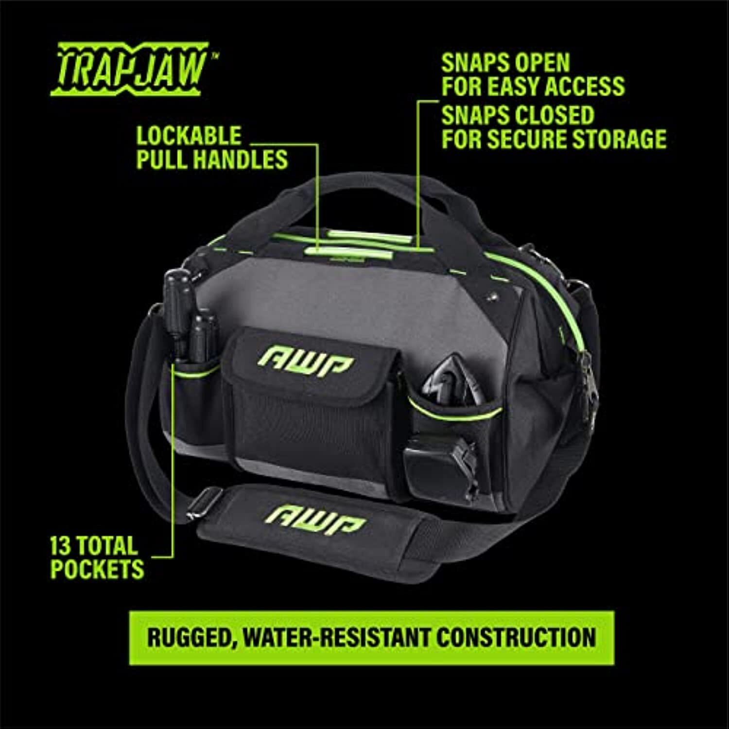 AWP TrapJaw Tool Bag 16 Inch | Wide-Open Easy Access Tool Bag with Molded Feet