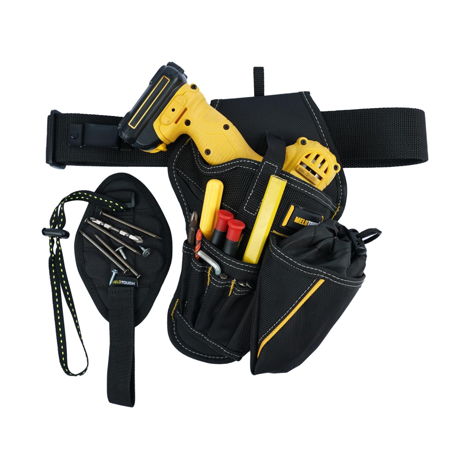 3-in-1 Drill Holster Combo with Magnetic Wristband & Tool Belt Holder, Right-Han