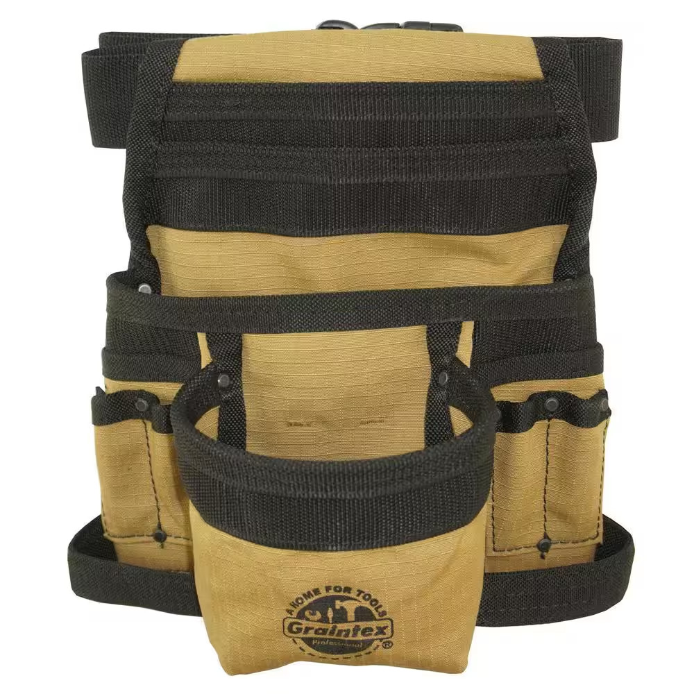 Khaki Canvas 10-Pocket Finisher Tool Pouch