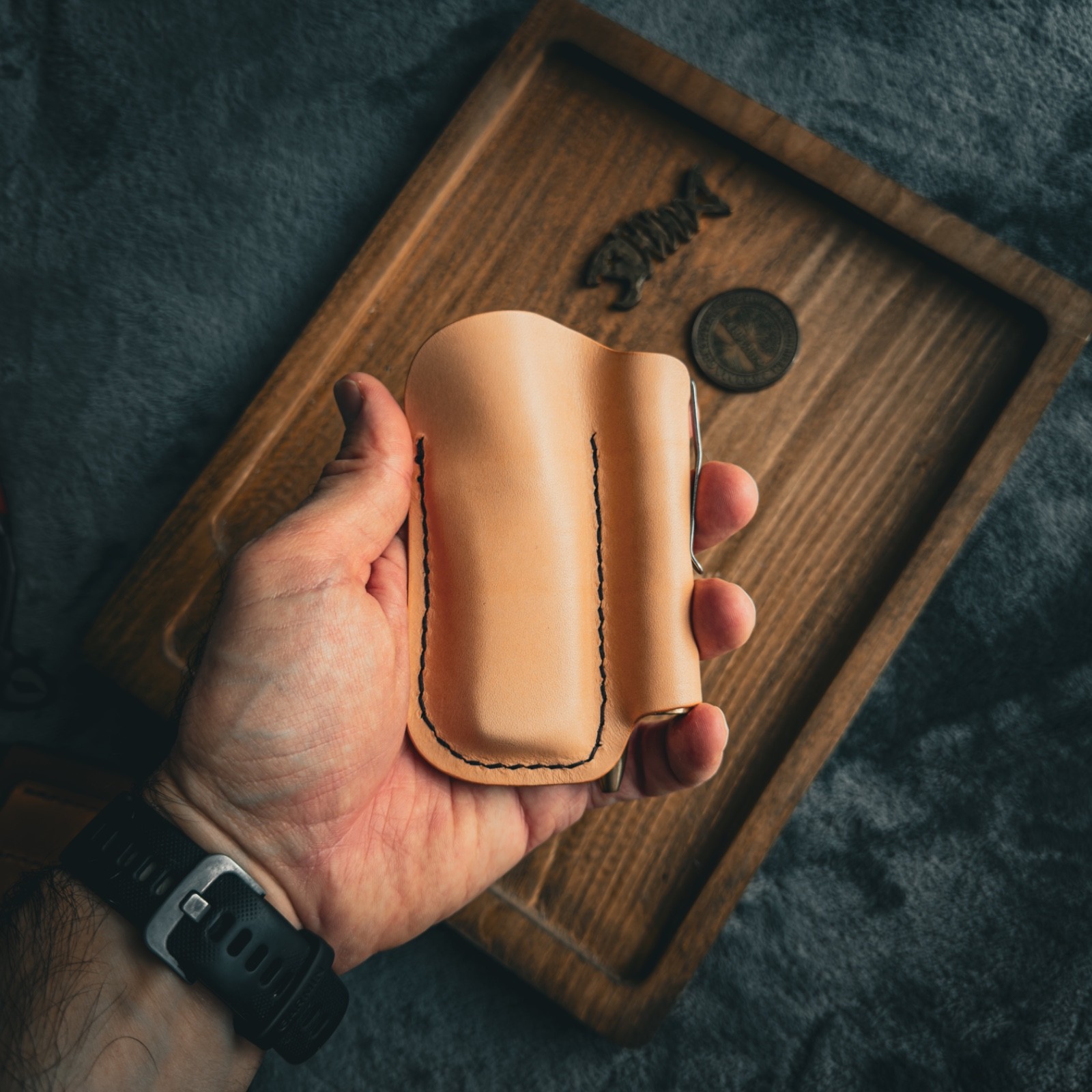 Handmade Natural Leather Edc Pocket Organizer, Leather Edc Pouch