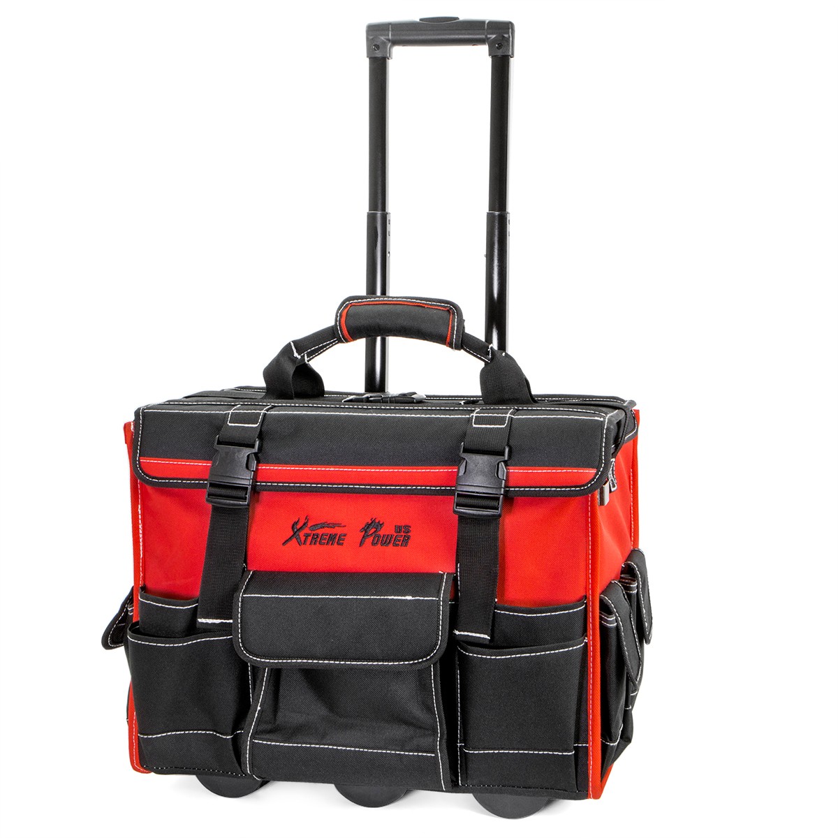 Portable Tool Bag with Wheels Rolling Tote 18″ Wheeled Storage Case & 19 Pockets