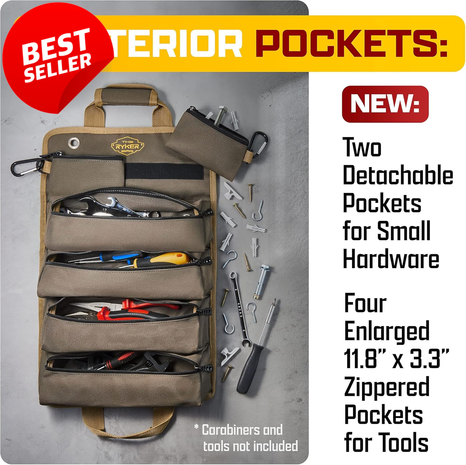 Ryker Roll Up Tool Bag Organizer Heavy Duty Portable Detachable Pouches – US