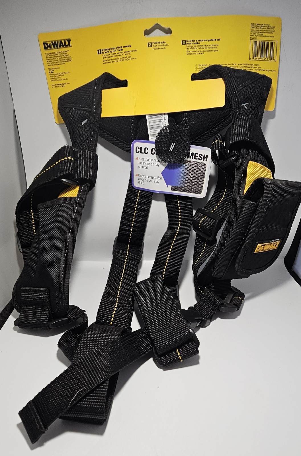 DEWALT DG5132 Heavy Duty Yoke Style Tool Belt Suspenders Padded NWT