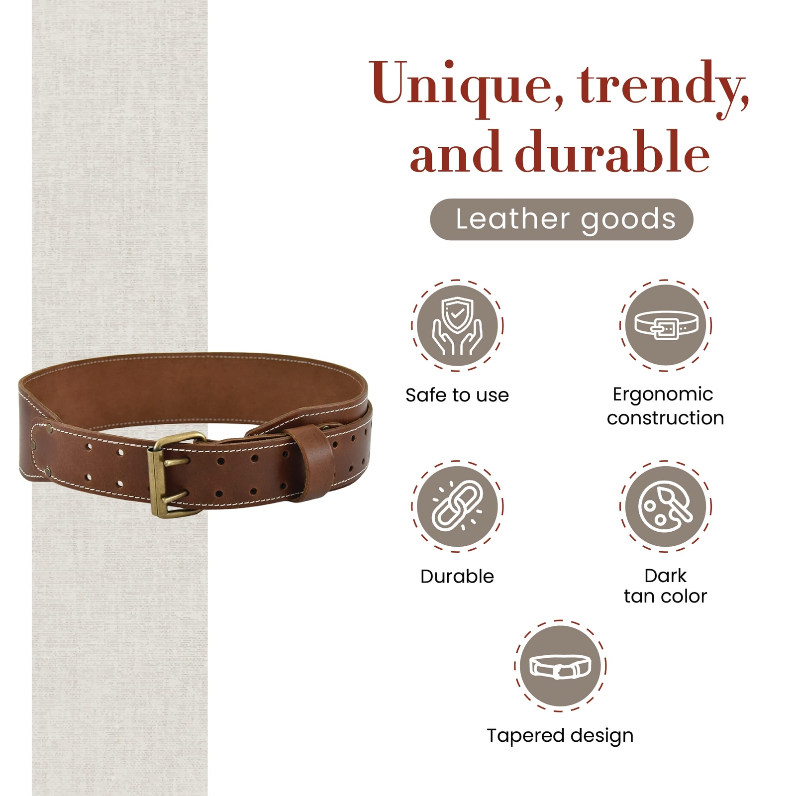 3″ Wide Extra Long Fullgrain Leather Work Belt Durable And Rugged Belt Dark Tan