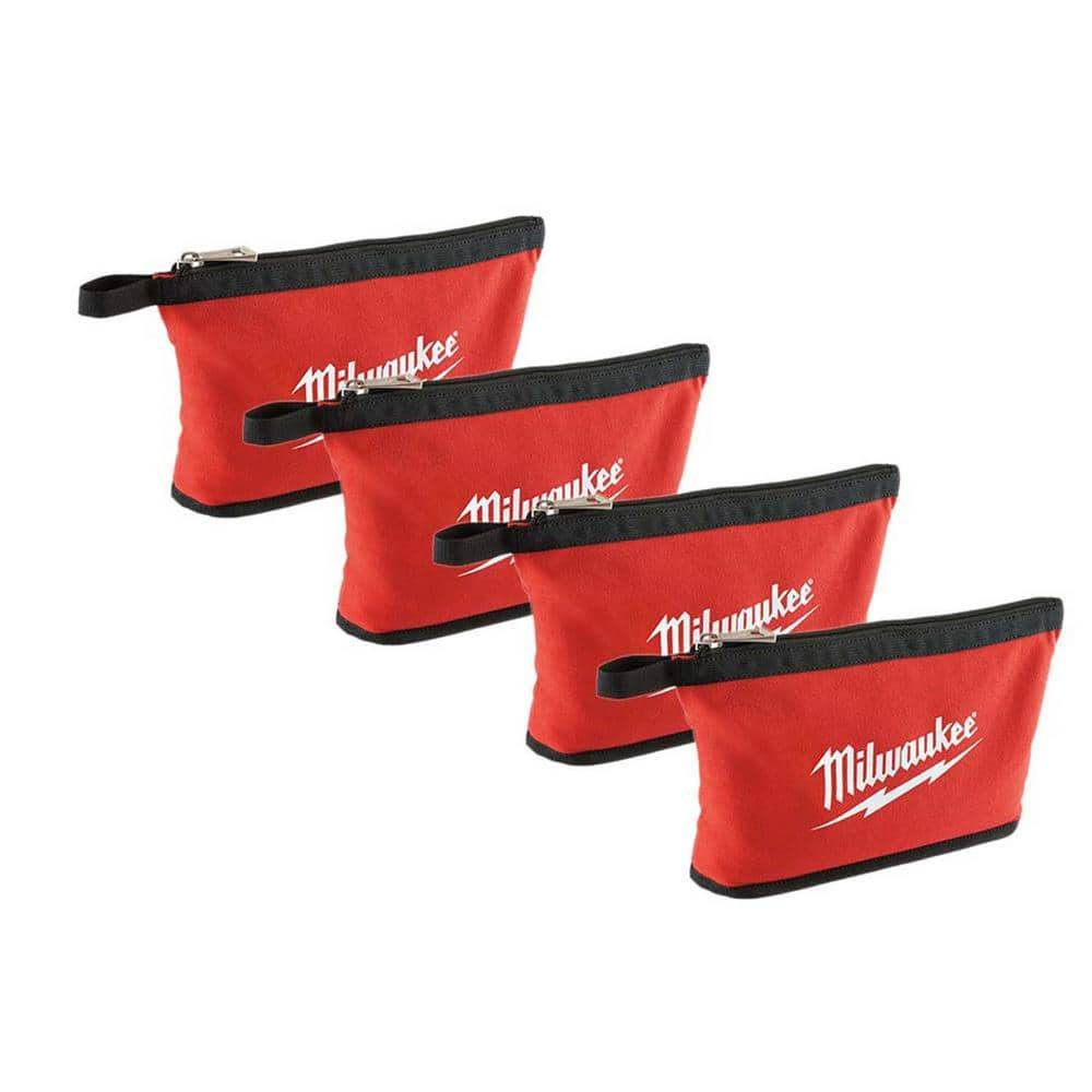 Milwaukee Red Zipper Tool Bag Storage Water Resistant Zippered 12 Inch 4 Piece