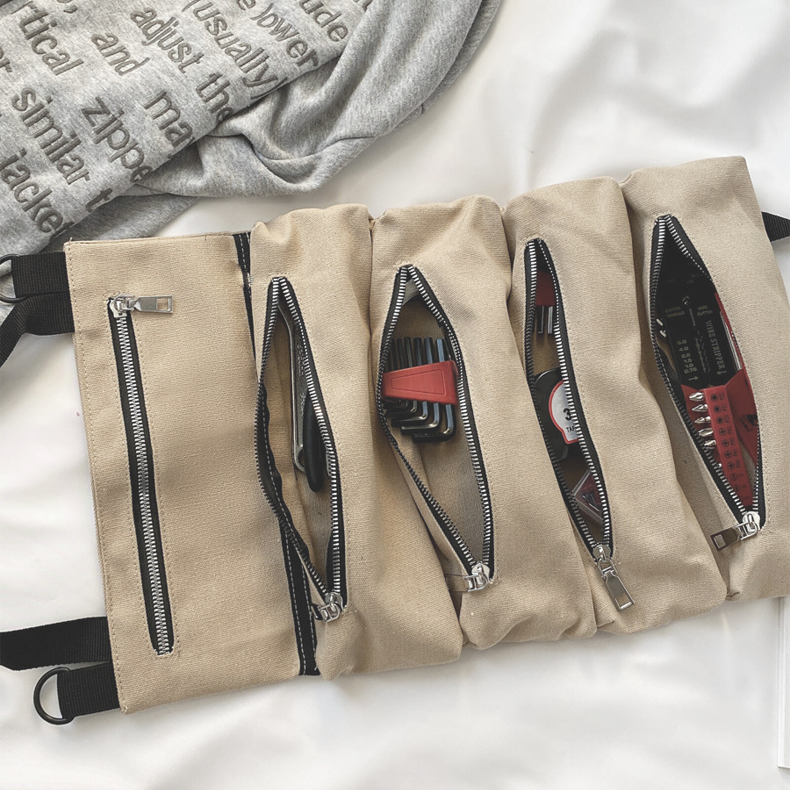 Multi-Purpose Roll Up Tool Bag – Durable Canvas Organizer with Pockets