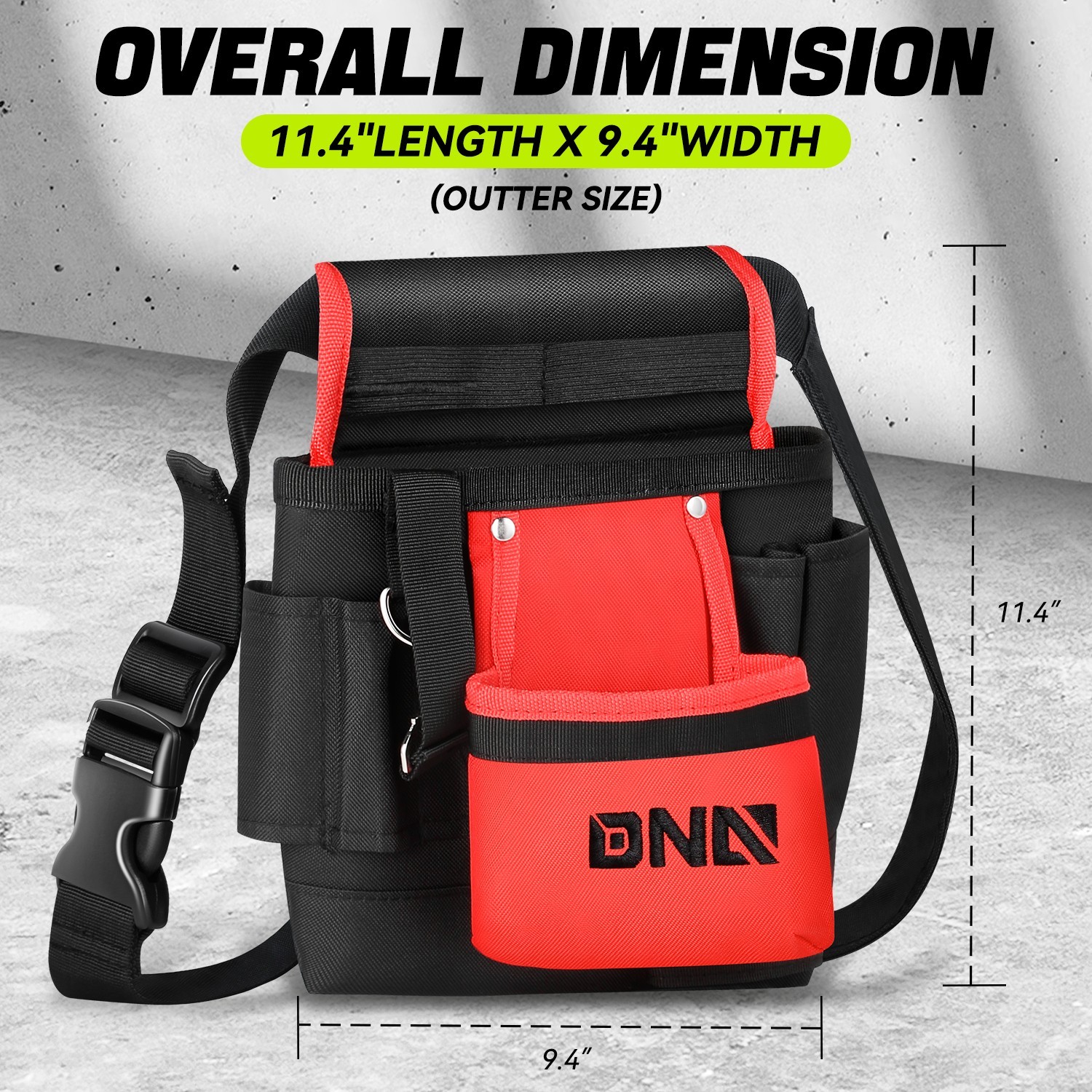 9.4″ x 11.4″ Red Black Waterproof Canvas 2 in 1 Waist Bag Sling Bag for Shopping