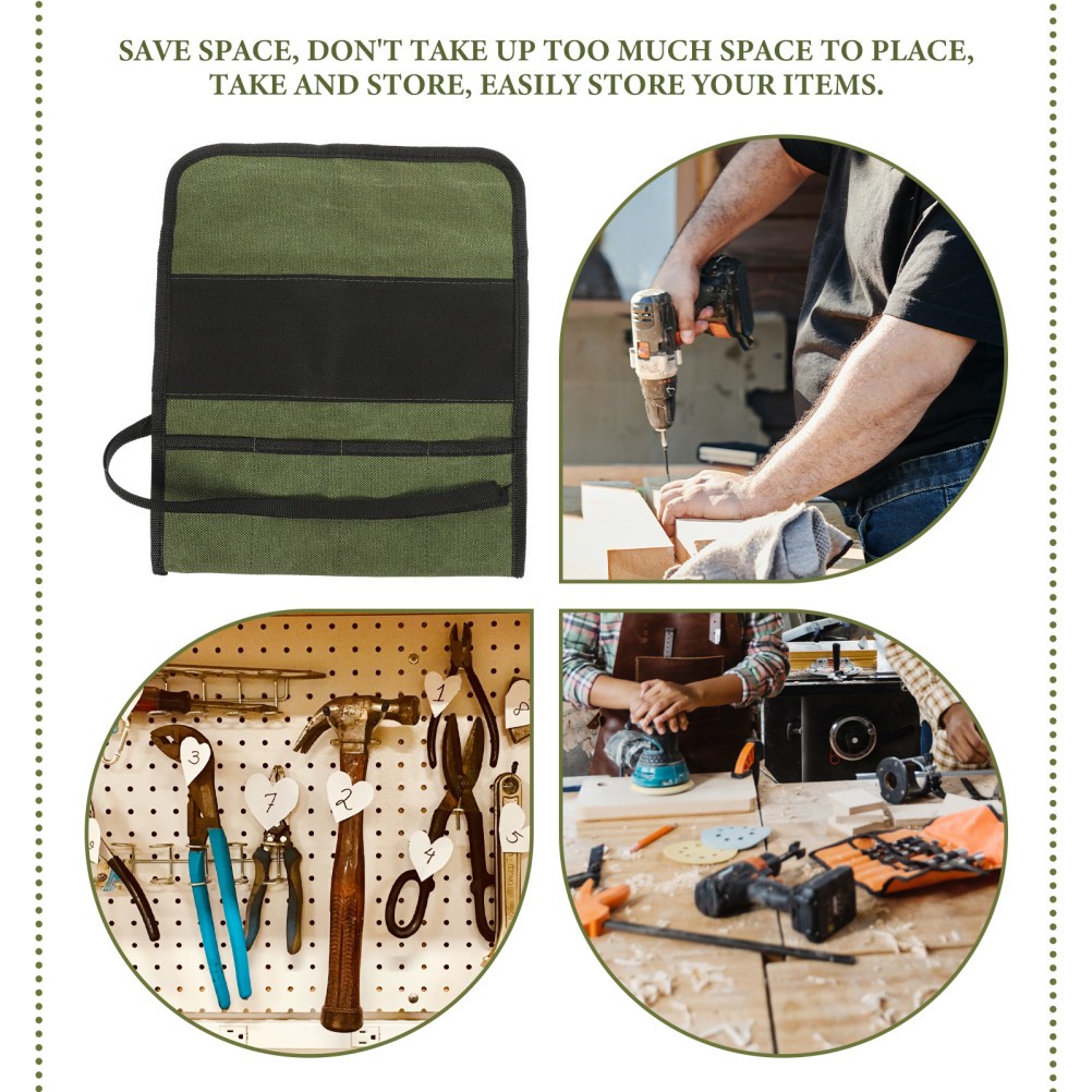 2 Count Tool Roll Woodworking Pouch Carpenter Canvas Bag with Zipper
