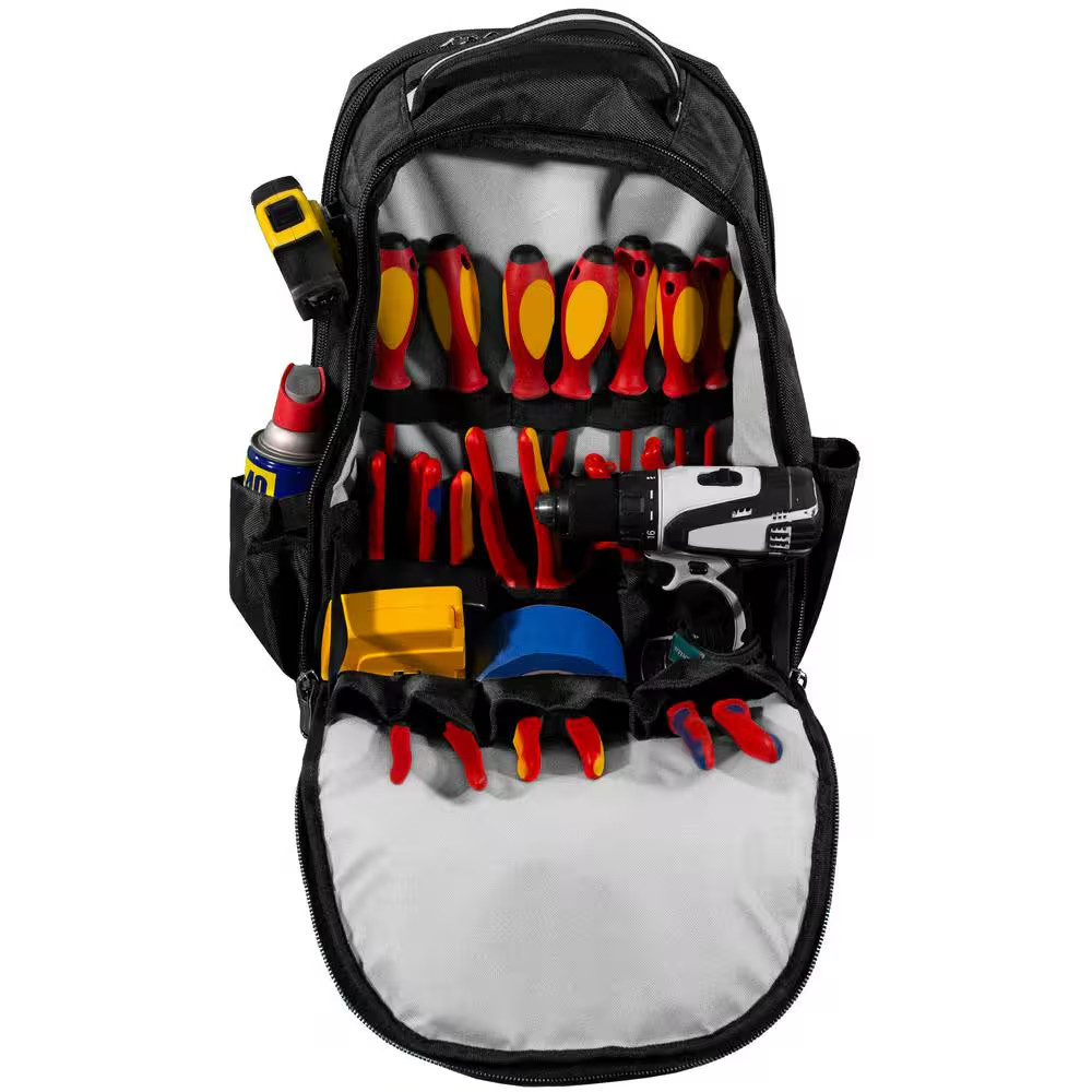 15 In. Contractor’S Backpack with Integrated Power Bank Compartment and Waterpro