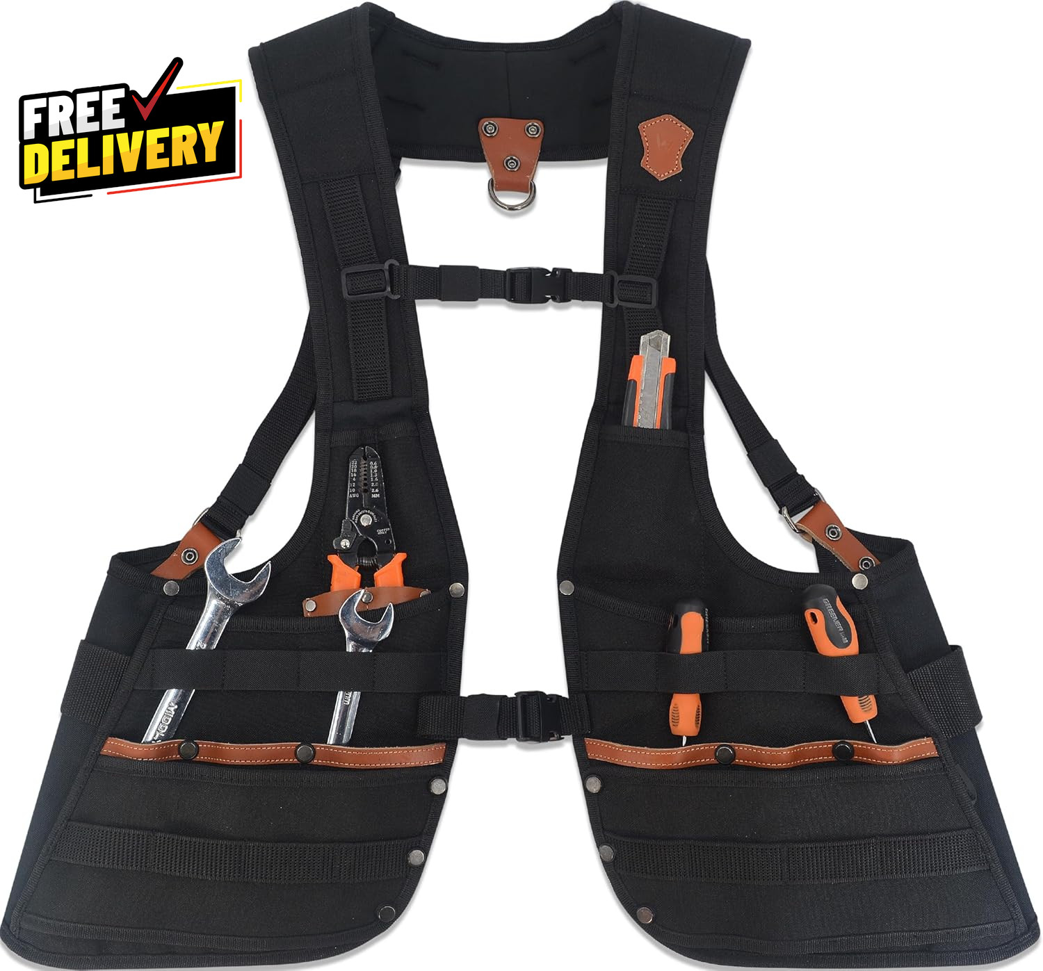 Top-G Construction Leather Tool Vest Carpenter’S Tool Vest Tools Vest Electr….