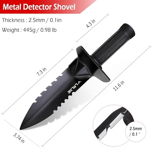 Metal Detector Shovel, Heavy Duty Double Serrated Edge Digging Tool with Belt